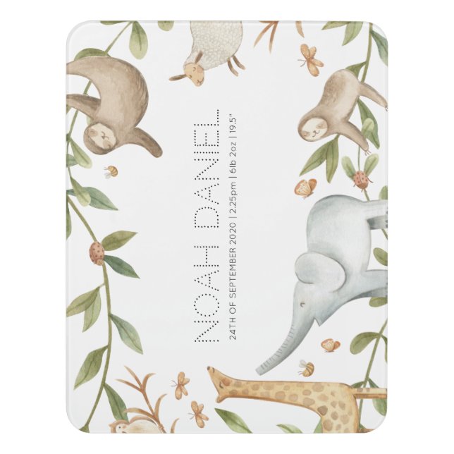 Safari animal name sign gift for new mom (Contemporary Vert)