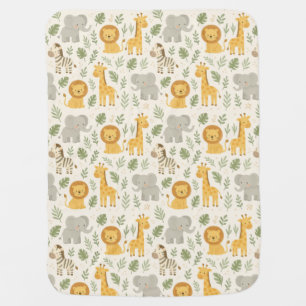 Safari animal nursery print baby blanket
