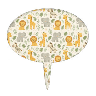 Safari animal nursery print cake topper