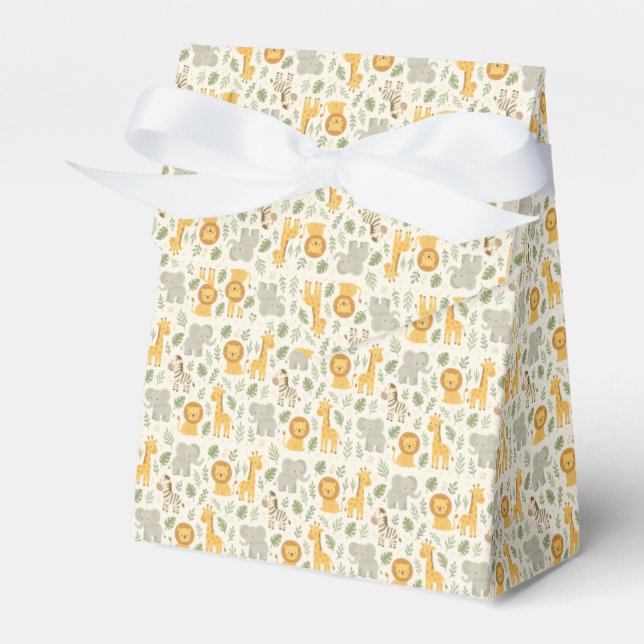 Safari animal nursery print favor boxes (Front Side)
