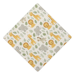 Safari animal nursery print graduation cap topper