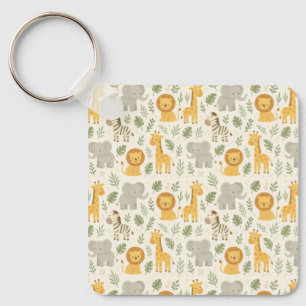 Safari animal nursery print keychain