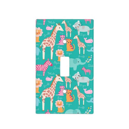 Safari Animal Nursery Print Light Switch Cover