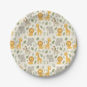 Safari animal nursery print paper plates