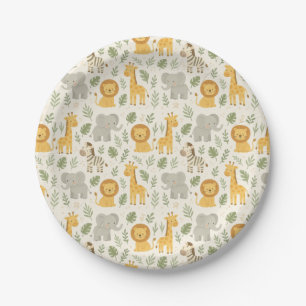 Safari animal nursery print paper plates