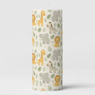 Safari animal nursery print pillar candle