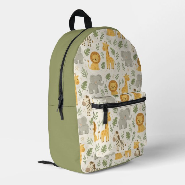 Safari animal nursery print printed backpack (Back Corner Left)