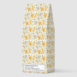 Safari animal nursery print roasted coffee