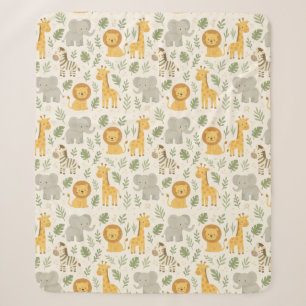 Safari animal nursery print sherpa blanket