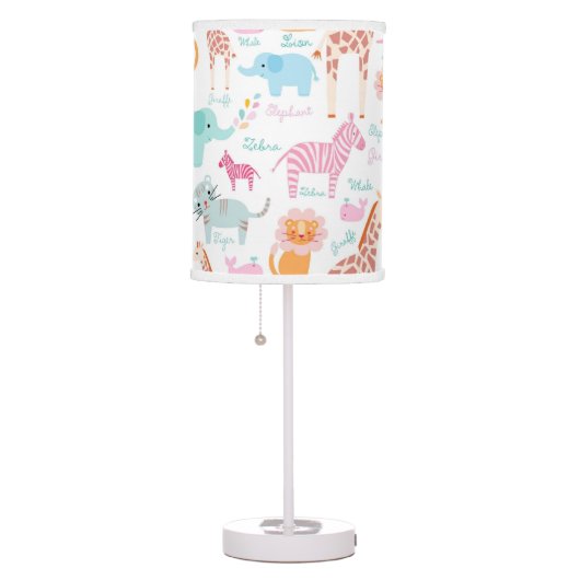 Safari Animal Nursery Print Table Lamp (Right)