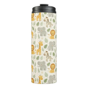 Safari animal nursery print thermal tumbler