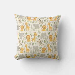 Safari animal nursery print throw pillow