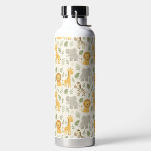 Safari animal nursery print water bottle
