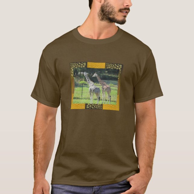 Safari Animal Pattern With Giraffes T-Shirt (Front)