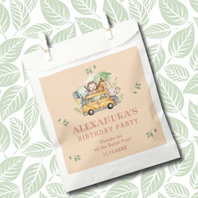 Safari Animal Pink Girl Jungle Birthday Thank You Favor Bag (Creator Uploaded)