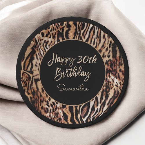 Safari Animal Print 30th Birthday Party for Her Paper Plates