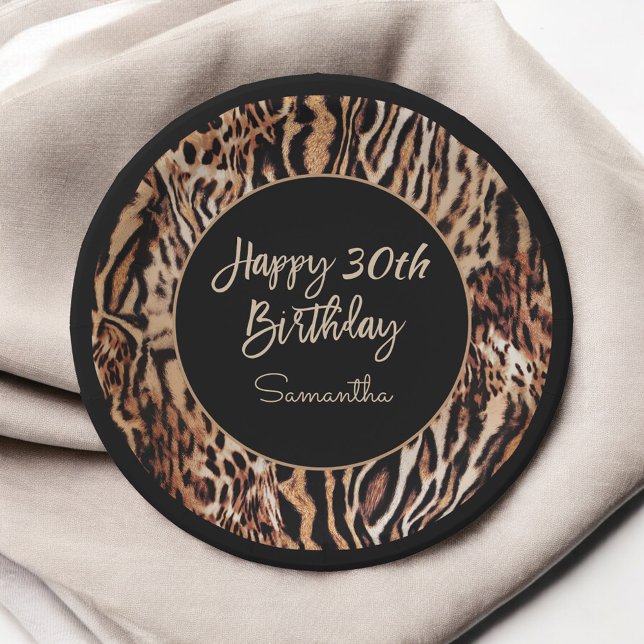 Safari Animal Print 30th Birthday Party for Her Paper Plates (Creator Uploaded)