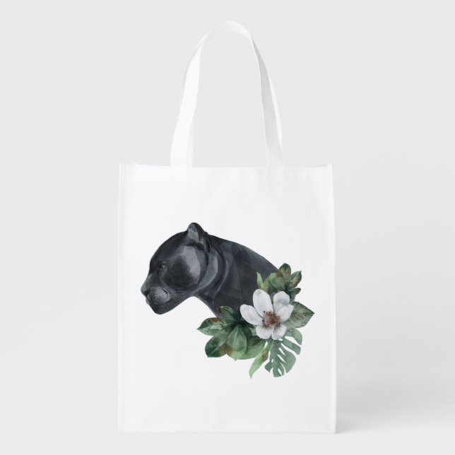 Safari Animal Print Black Panther Grocery Bag (Front)