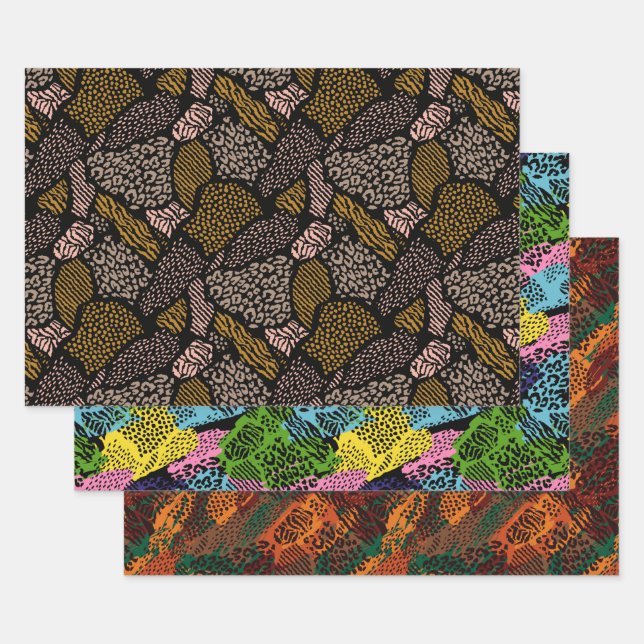 Safari Animal Print Collection Wrapping Paper Sheets (Set)