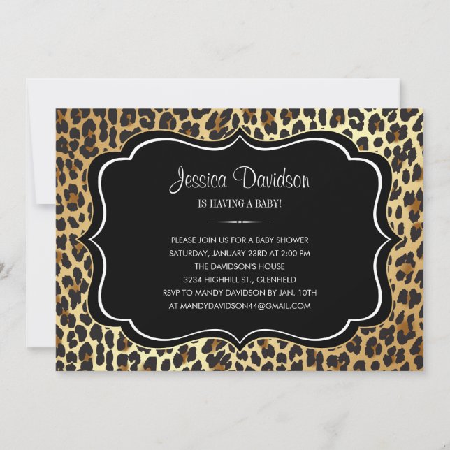 Safari Animal Print Leopard Baby Shower Invitation (Front)