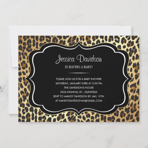 Safari Animal Print Leopard Baby Shower Invitation