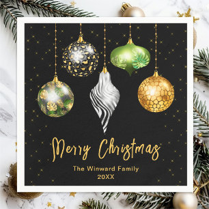 Safari Animal Print Ornaments Merry Christmas Napkins