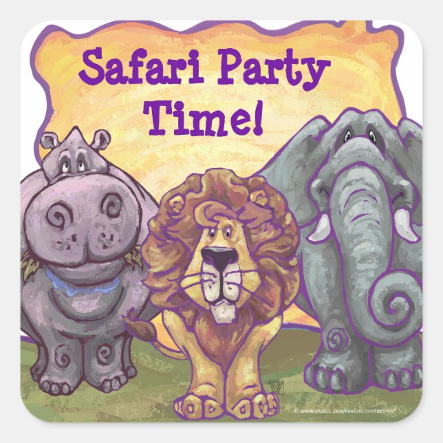 Safari Animal Safari Party Time Envelope Seal Stic (Front)