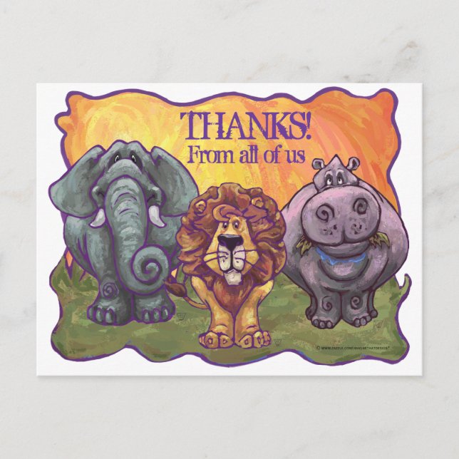 Safari Animal Thank you Postcard (Front)