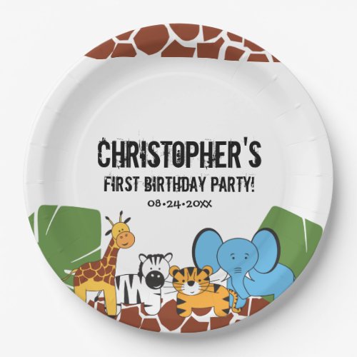 Safari Animal themed  First birthday party Paper Plates