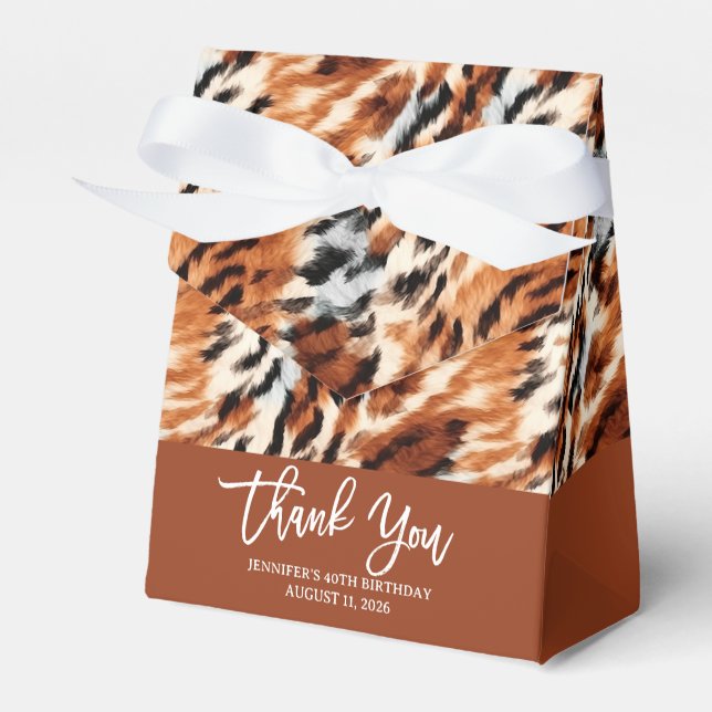Safari Animal Tiger Fur Pattern Wild Boho Favor Boxes (Front Side)