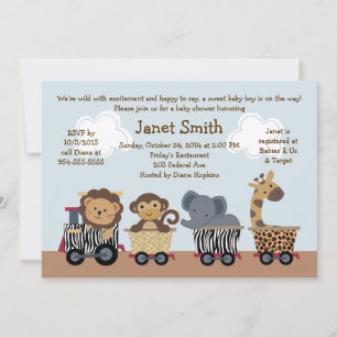 Safari/Animal Train Baby Shower Invitation