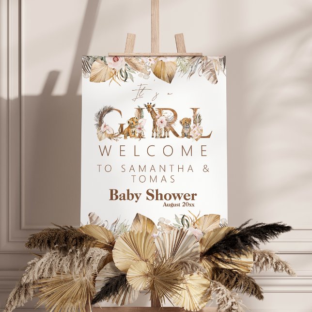 Safari Animal Tropical Floral Girl Baby Shower Foam Board (Creator Uploaded)
