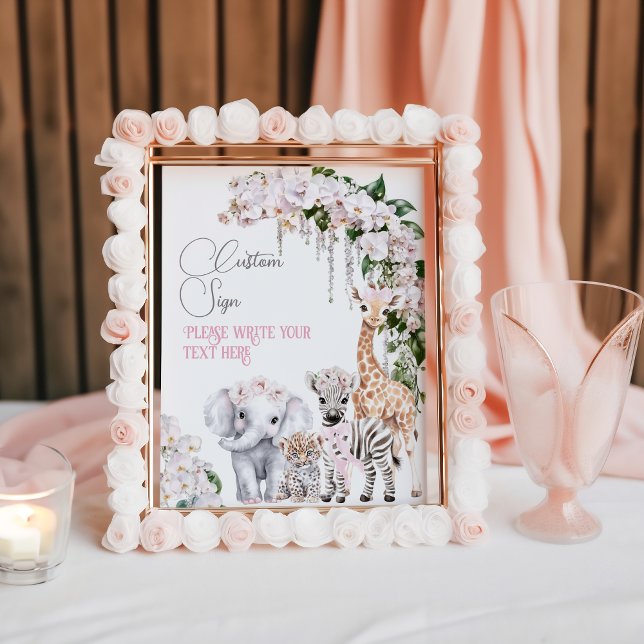 Safari Animal Tropical Flower Baby Shower Custom Poster (Creator Uploaded)