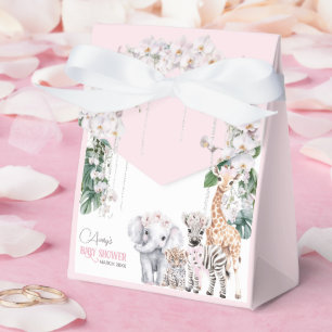 Safari Animal Tropical Flower Pink Baby Shower Favor Boxes