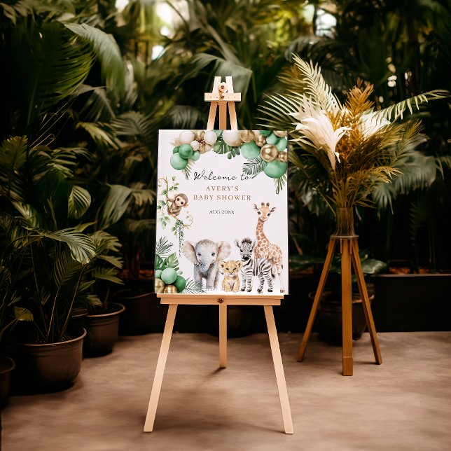 Safari Animal Tropical Green Wild One Baby Shower  Foam Board (Creator Uploaded)