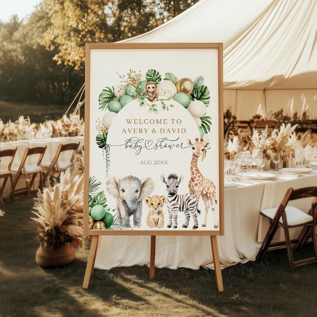 Safari Animal Tropical Green Wild One Baby Shower Foam Board (Creator Uploaded)