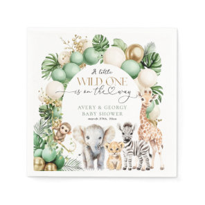Safari Animal Tropical Green Wild One Baby Shower Napkins