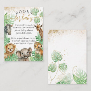 Safari animal Tropical greenery Baby Shower books Enclosure Card