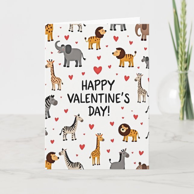 Safari Animal Valentines Card (Front)