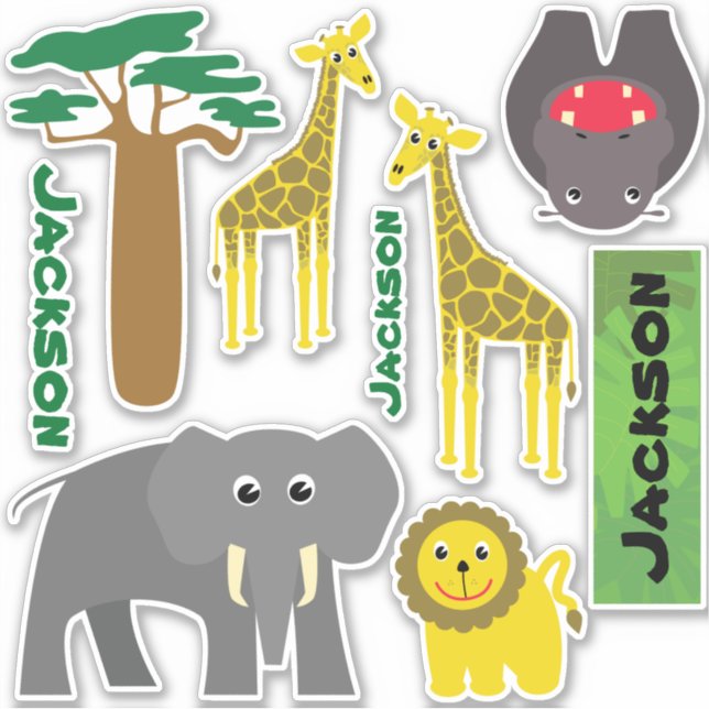 Safari Animal Variety Sticker (Front)