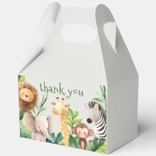 Safari animal watercolor baby shower invitation favor boxes