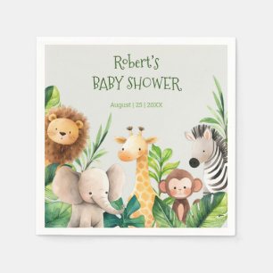 Safari animal watercolor baby shower invitation napkins