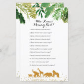 Safari animal Watercolor Who Knows Mommy Best Game (Front/Back)