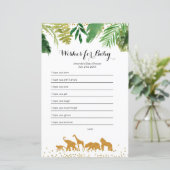 Safari animal Watercolor Wishes for Baby Game (Standing Front)