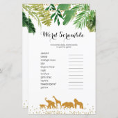 Safari animal Watercolor Word Scramble Game, (Front/Back)