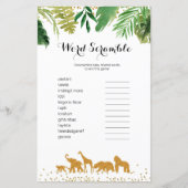 Safari animal Watercolor Word Scramble Game, (Front)