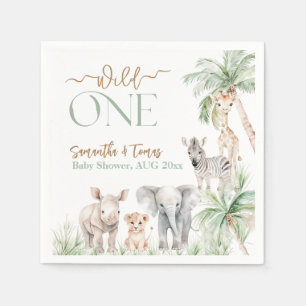Safari Animal Wild One Baby Boy Shower Napkins