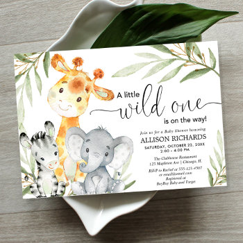 Safari Animal Wild One Gender Neutral Baby Shower Invitation by StyleswithCharm at Zazzle