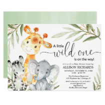 Safari animal wild one gender neutral baby shower invitation Safari animal wild one gender neutral baby shower invitation