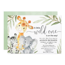 Safari animal wild one gender neutral baby shower invitation Safari animal wild one gender neutral baby shower invitation